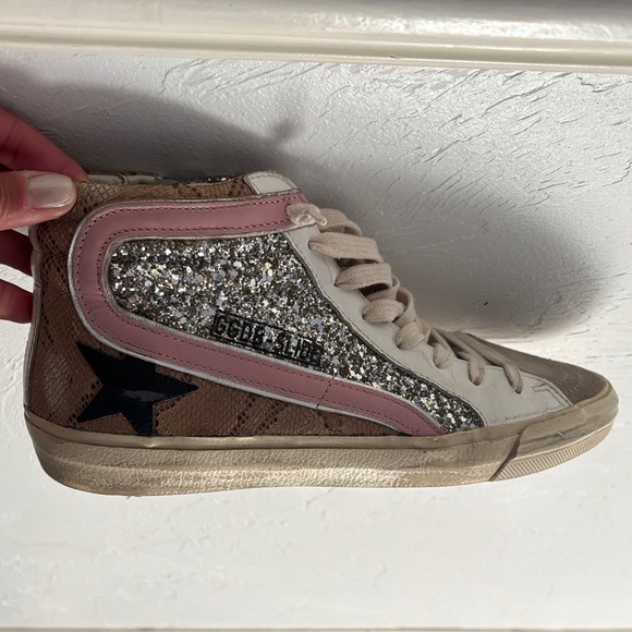 Golden Goose Glitter High-Top Sneakers - Gray, Pink, Silver - Picture 2 of 9